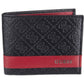 Guess Men's Leather Slim Bifold Wallet, Black/Red, One Size