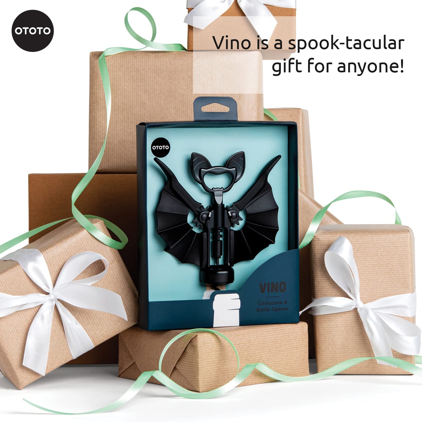 OTOTO Vino Spooky Bat Wine Opener - 2-in-1 Wine & Beer Opener, Corkscrew & Bottle Opener - Goth Accessories & Kitchen Gifts - Perfect Kitchen Accessories & Cool Gadgets