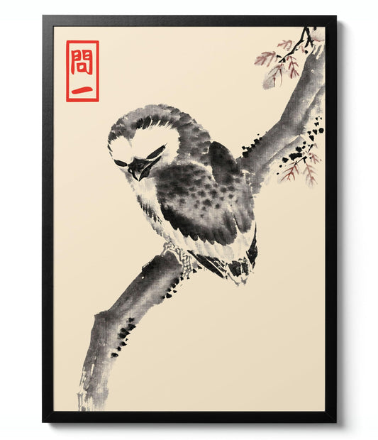 Owl Poster, Matsumoto Hoji Print, Vintage Japanese Woodblock Art, Ukiyo-e Wall Art, Framed Japanese Home Decor, Gift Idea, Archival Matte, A4 (Print Only) - 29.7x21cm