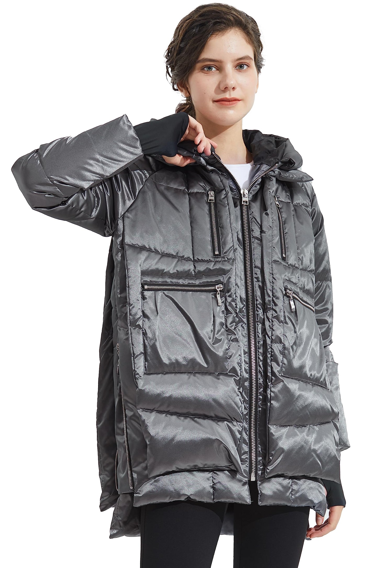 Orolay Women's Thickened Down Jacket, Grey,Darkgray, M