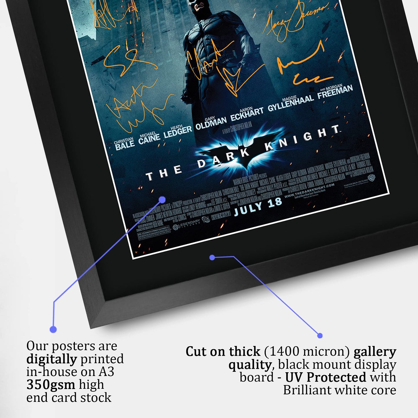 HWC Trading A3 FR The Dark Knight Christian Bale Gifts Printed Poster Signed Autograph Picture for Movie Memorabilia Fans - A3 Framed