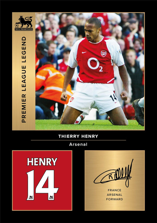 Icons Wall Art Thierry Henry Arsenal Legends Signed A4 Printed Photo Picture Display Gift For Arsenal Fans Digitally Reproduced Signature Unframed