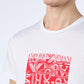 Emporio Armani Men's Ropes Macro Logo Crew Neck T-Shirt, White/RED Print, M