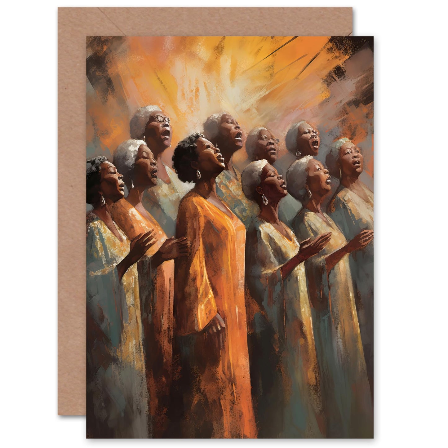 Artery8 African Country Gospel Choir Music for Him or Her Man Woman Birthday Thank You Congratulations Blank Art Greeting Card