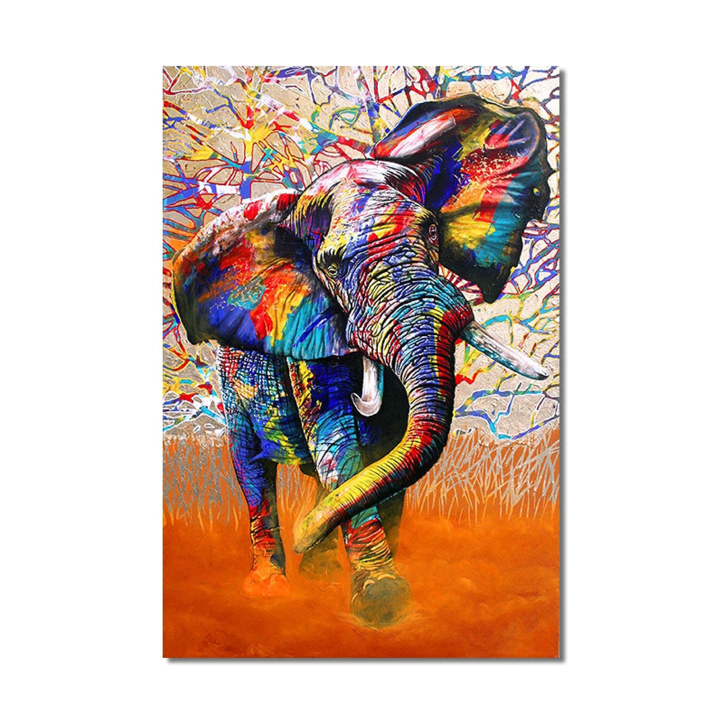 Painting on Canvas Colorful Elephant Abstract Street Graffiti Art Posters And Prints Wall Pictures Living Room Home Decor 50x75cm(20x30in) Frameless