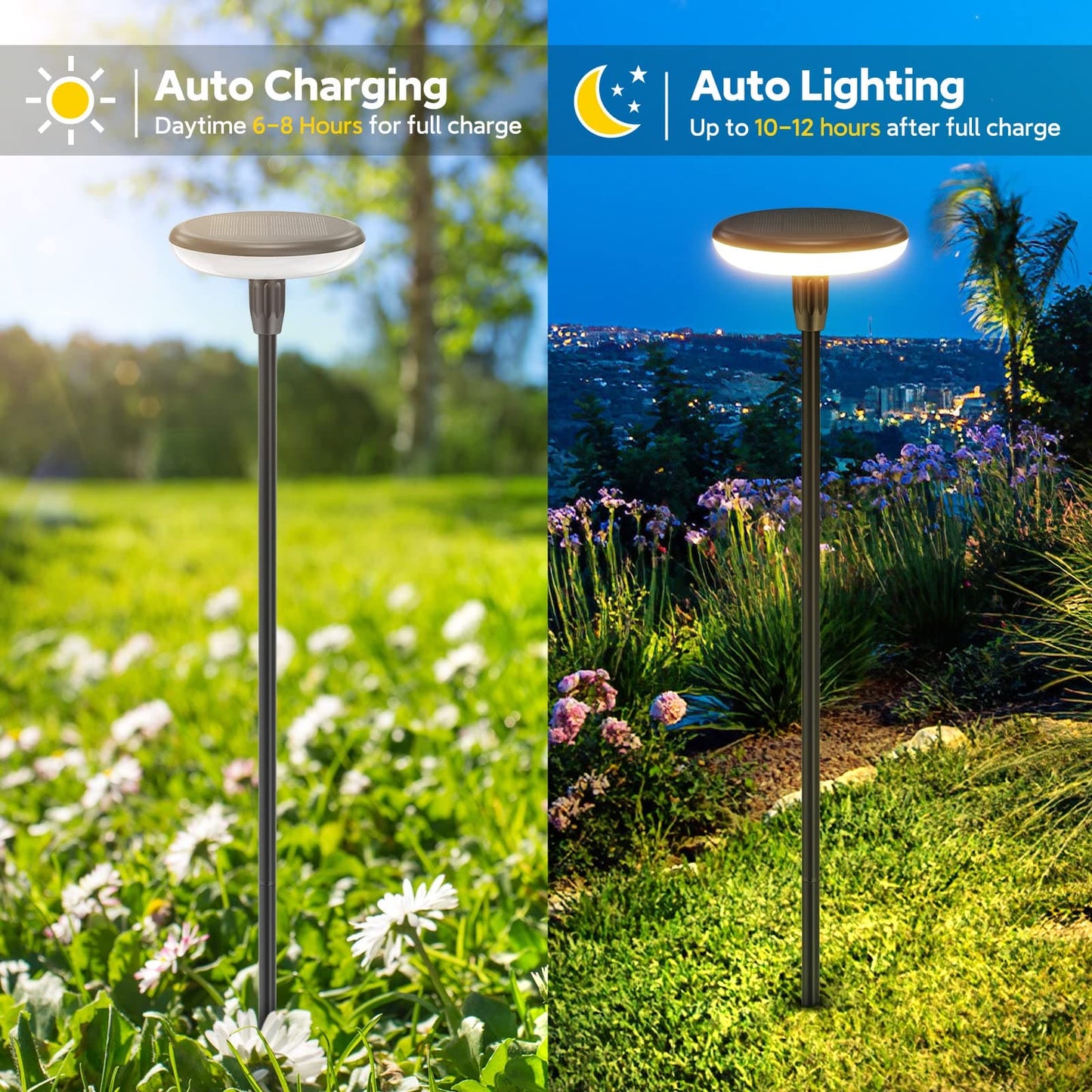 GEARLITE Solar Lights Outdoor Garden, 4 Pack Super Bright Garden Lights Solar Powered Built-in 1000mAh Battery, Sway by Wind, Waterproof Garden Ornament Outdoor for Yard Patio Pathway Decorations