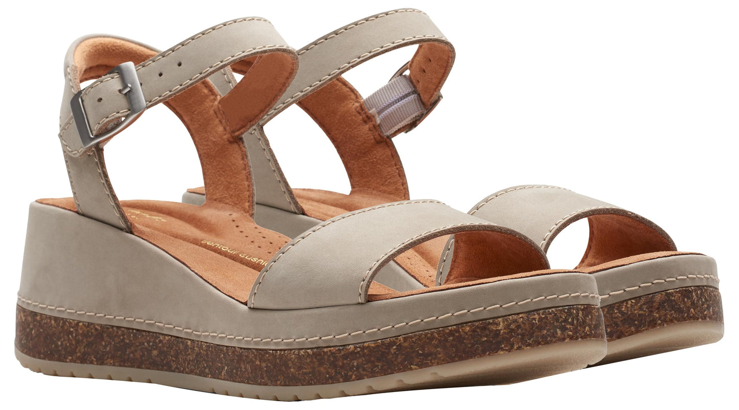 Clarks Women's Kassanda Lily Sandal, Stone Nubuck, 6 UK