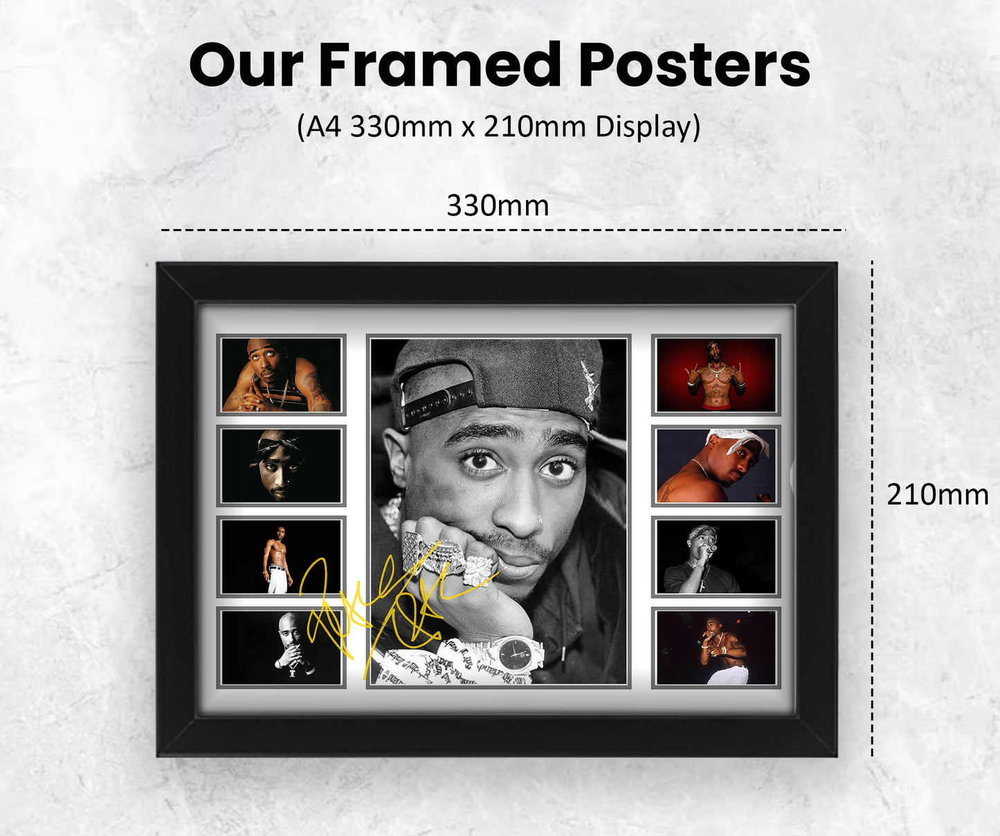 AllStarMedia Tupac Shakur Signed Poster Print - Limited Autograph Collage Artwork (Unframed, A4 (30x21cm))