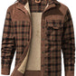 Mr.Stream Men's Padded Lumberjack Casual Long Sleeve Plaid Flannel Fur Lined Button Warm Shirt Sherp Jacket 3251 Red Coffee XL