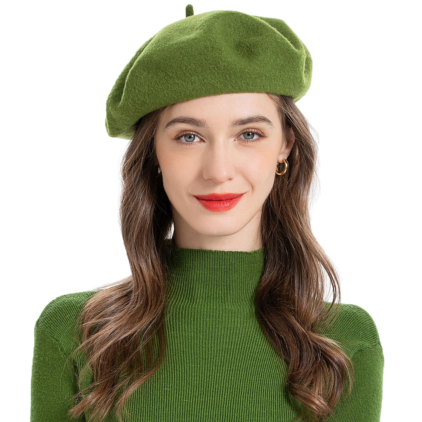 ZLYC Women's Baskenmütze Beret, Light Green, One Size