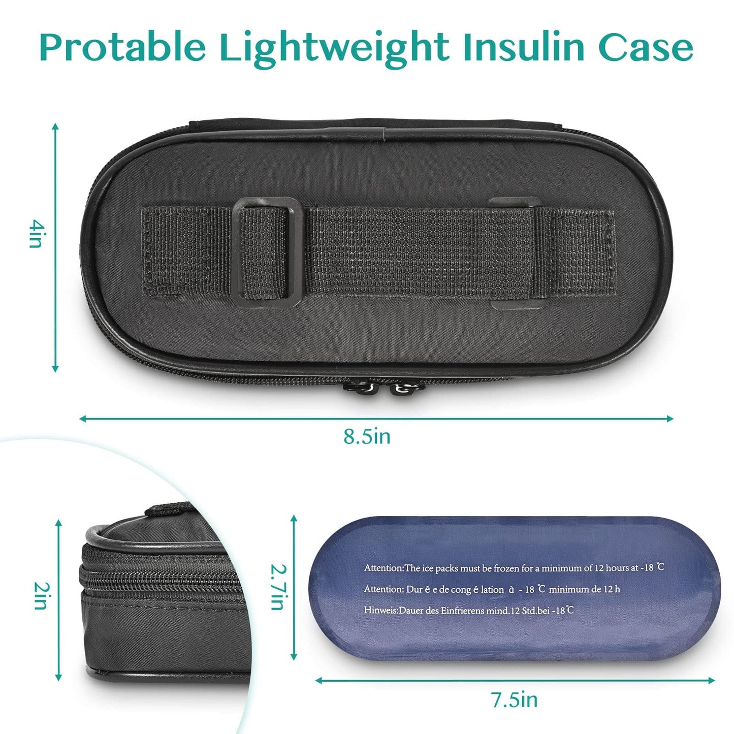 Olaismln Insulin Cooler Travel Case, Diabetic Travel Bag for Insulin Pens, Small Insulated Medicine Carrying Case with 2 TSA Approved Ice Packs