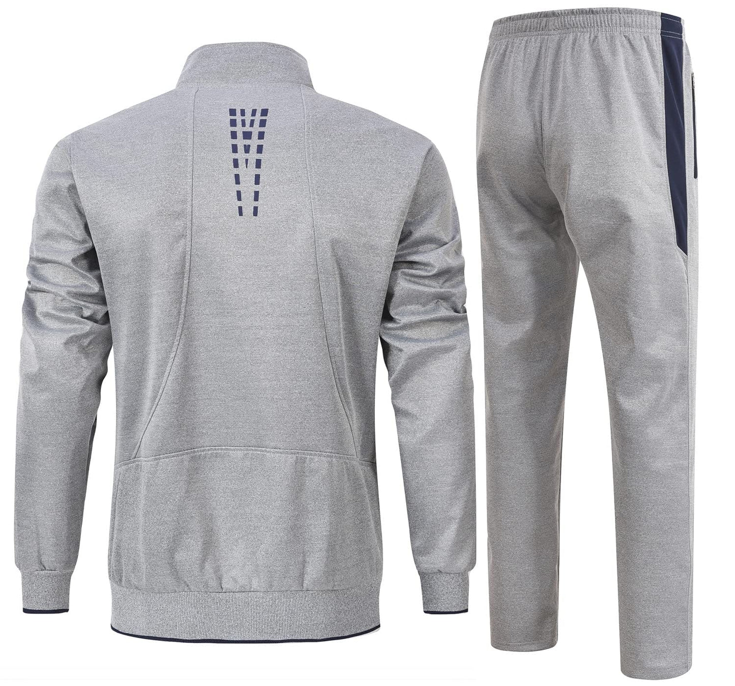 Rdruko Mens Tracksuits Sets Running Jackets Joggers 2 Piece Casual Sweatsuits Sports Lounge Wear Navy and Light Grey M