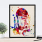 Nacnic set of 4 watercolor star wars posters | Colourful prints of Darth Vader, Yoda, R2-D2 and C3PO | Size a4