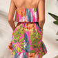 SOLY HUX Summer Dresses for Women Tropical Print Strapless Sleeveless Ruffle Hem Tube Dress HotPink S