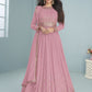 ZUVAANYA Ready to Wear Indian/Pakistani Party Wear Women's Embroidery Faux Georgette Anarkali Floral Gown for Women Pink