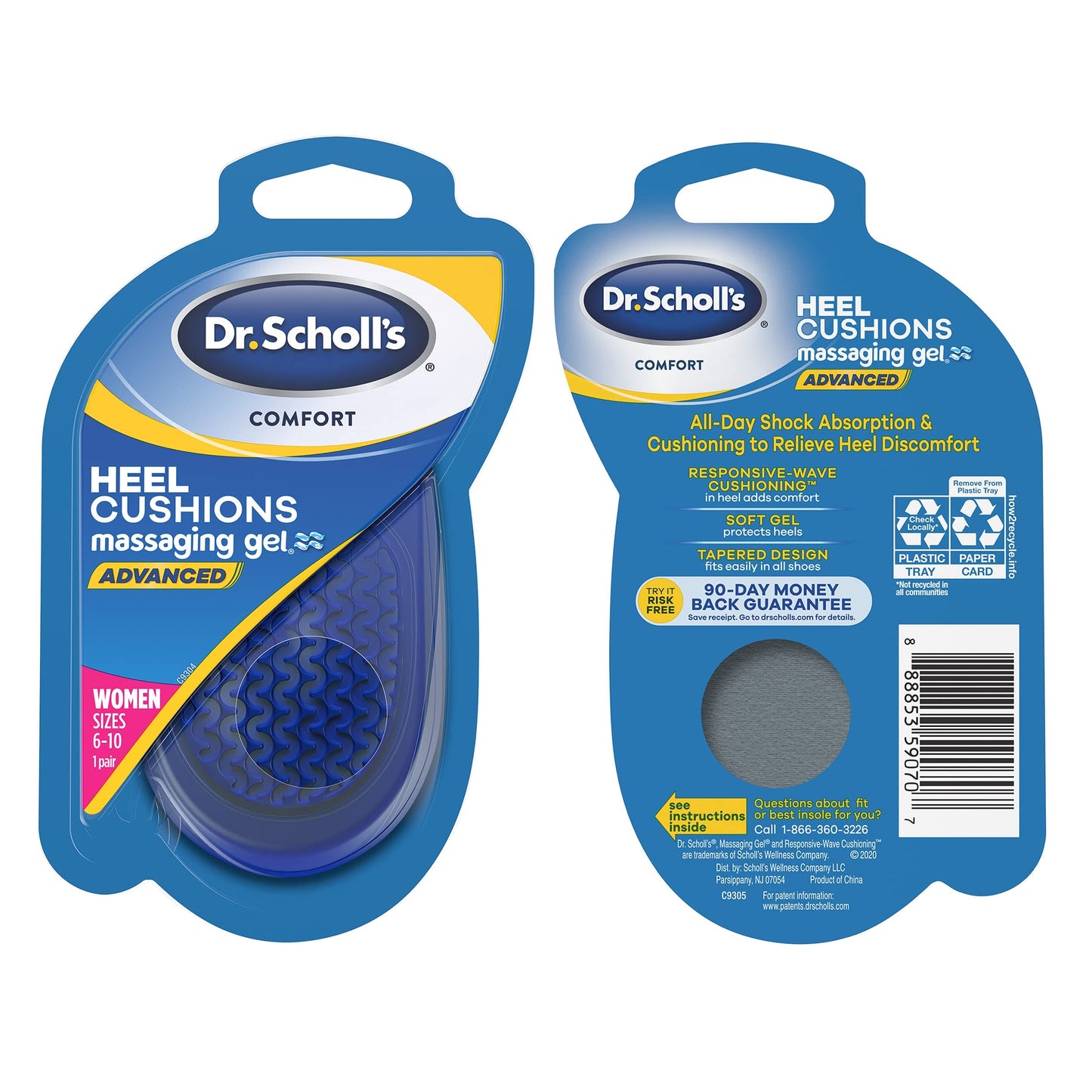 Dr. Scholl's Heel Cushions with Massaging Gel Advanced // All-Day Shock Absorption and Cushioning to Relieve Heel Discomfort (for Women's 6-10, Also Available for Men's 8-13)