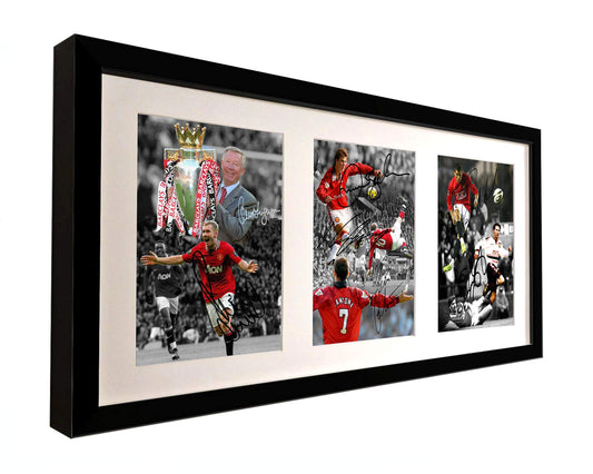 Kitbags & Lockers Signed THE FERGUSON YEARS Manchester United Photo Picture Wayne Rooney Ryan Giggs Cristiano Ronaldo Eric Cantona David Beckham Paul Scholes Autographed Photograph Frame Black