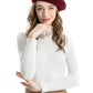 ZLYC Women's Classic French Artist Beret Beret, Burgundy red, One Size