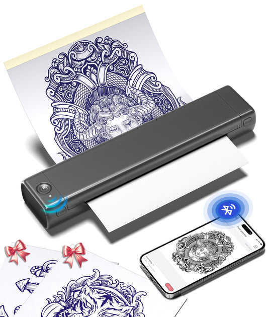 Phomemo M08F Tattoo Printer A4 Tattoo Transfer Stencil Printer, Thermal Tattoo Machine with 10pcs Transfer Paper, Tattoo Printer for Tattoo Artists & Beginners, Compatible with Smartphone & PC