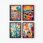 Set of 4 x A4 Size Prints, Abstract Matisse Wall Art Print, Wall Decor Art, Wall Art Prints for Living Room, Bedroom, Kitchen, Bathroom Decor, Room Wall Decor Poster & Prints, (Print Only) …