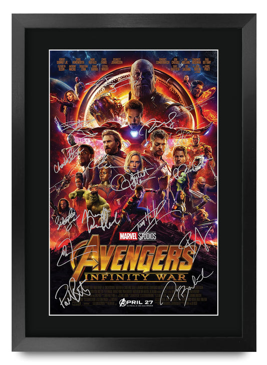 HWC Trading A3 FR Avengers Infinity War Movie Poster Robert Downey Jr Chris Evans Chris Hemsworth Signed Gift FRAMED A3 Printed Autograph Film Gifts Print Photo Picture Display