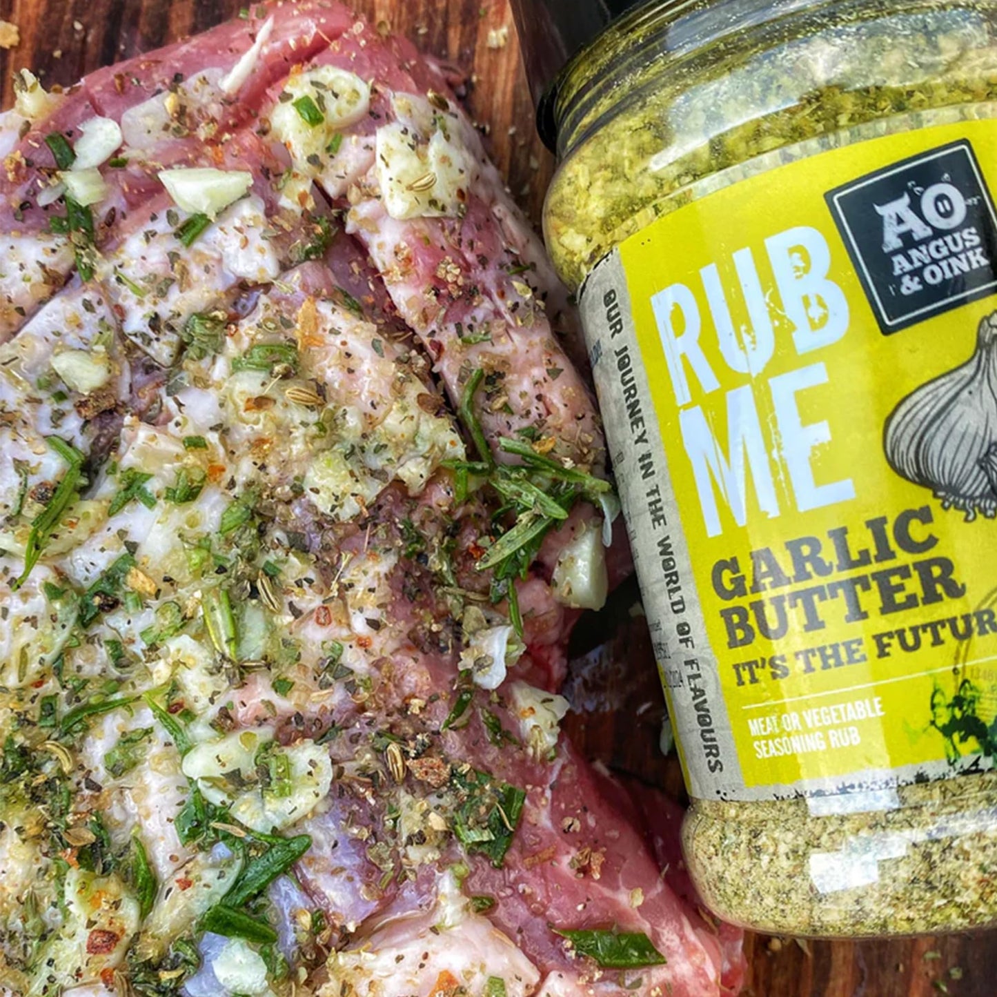 Angus & Oink | Garlic Butter Rub | Garlic and Herb Powder Seasoning Rub | Perfect For Chicken, Fries and Potatoes | Gluten-Free, No Preservatives | 215g