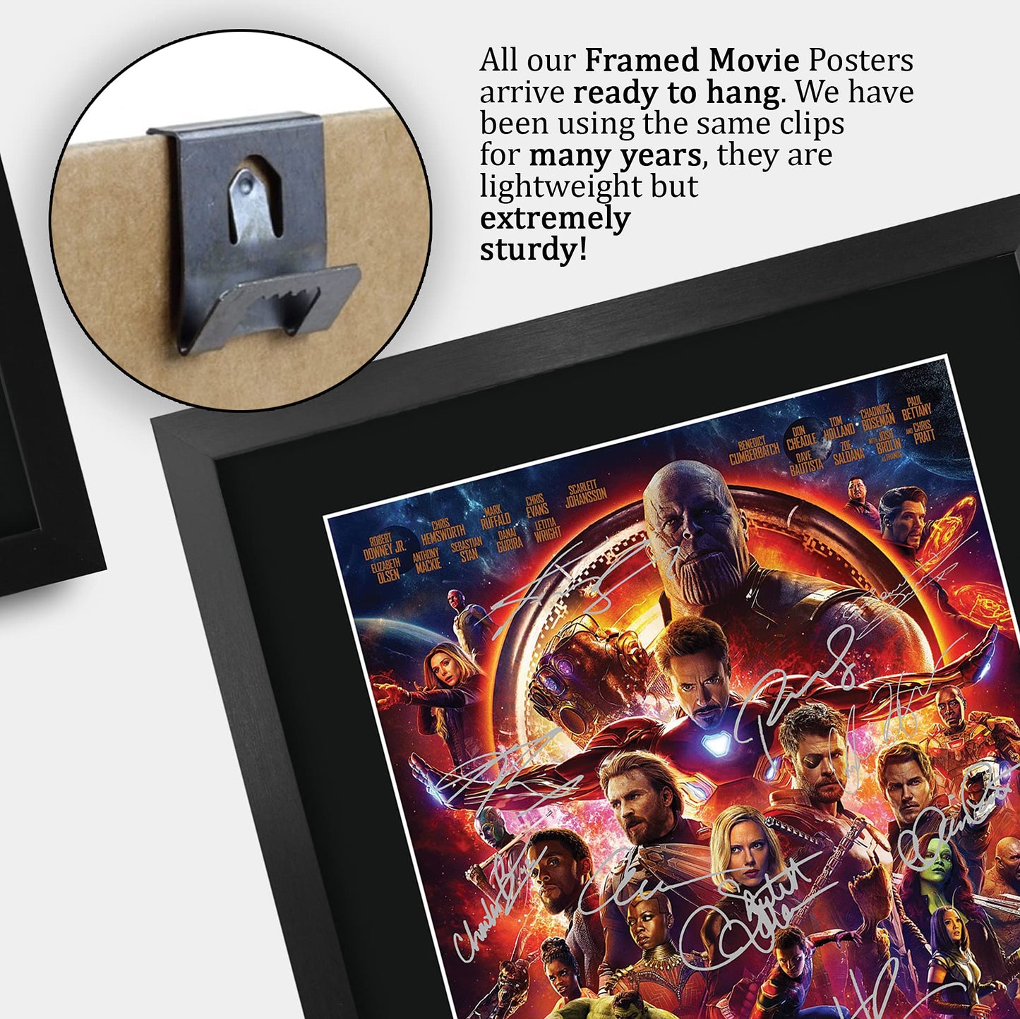 HWC Trading A3 FR Avengers Infinity War Movie Poster Robert Downey Jr Chris Evans Chris Hemsworth Signed Gift FRAMED A3 Printed Autograph Film Gifts Print Photo Picture Display