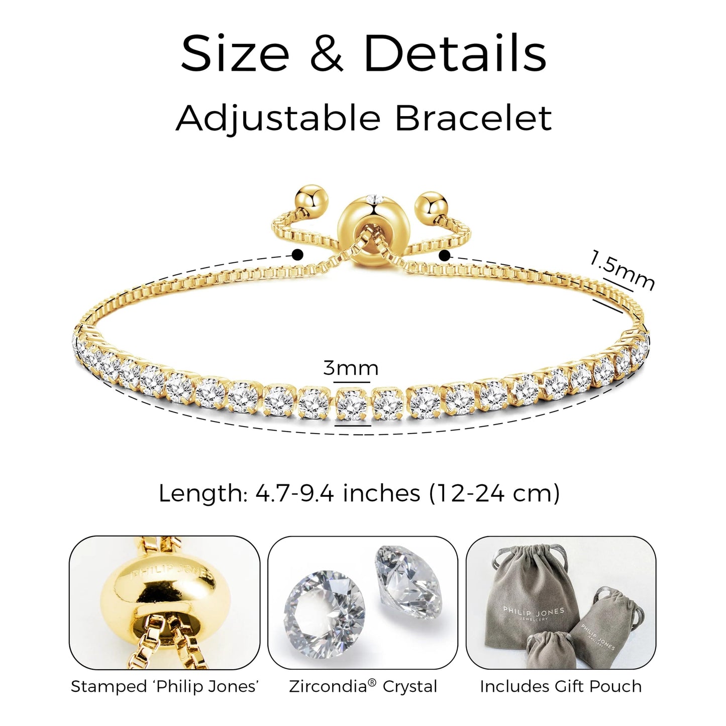 Philip Jones Gold Plated Solitaire Friendship Set Created with Zircondia® Crystals