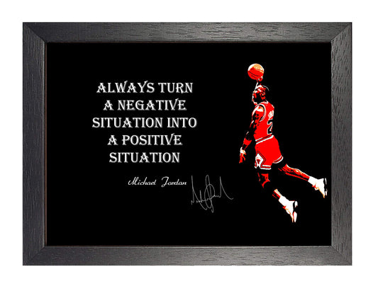 Michael Jordan Positive A4 Unframed Inspiration American Basketball Player NBA Sport Quote Poster Motivation Picture Succeed Photo Train Hard Bedroom Artwork Wall Decoration Reprint Graphic