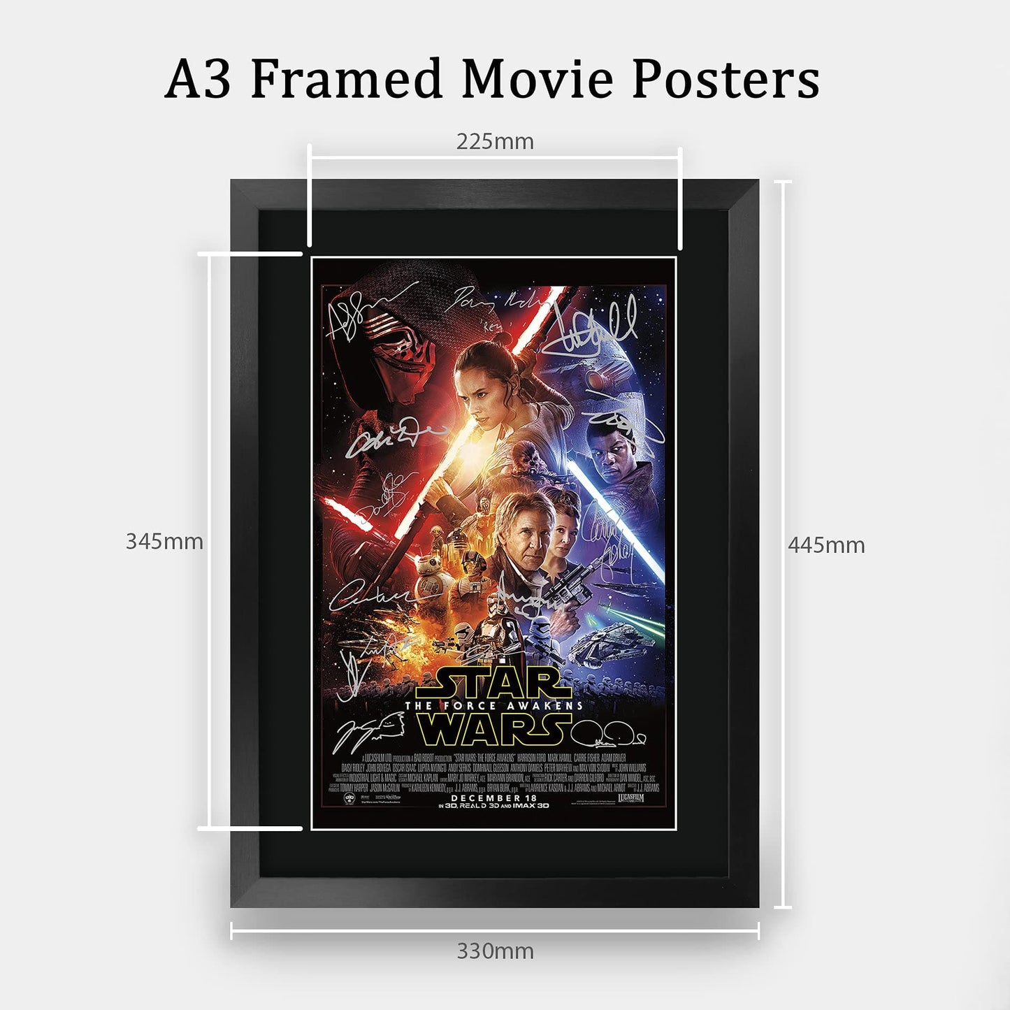 HWC Trading A3 FR The Force Awakens Star Wars Gifts Printed Poster Signed Autograph Picture for Movie Memorabilia Fans - A3 Framed