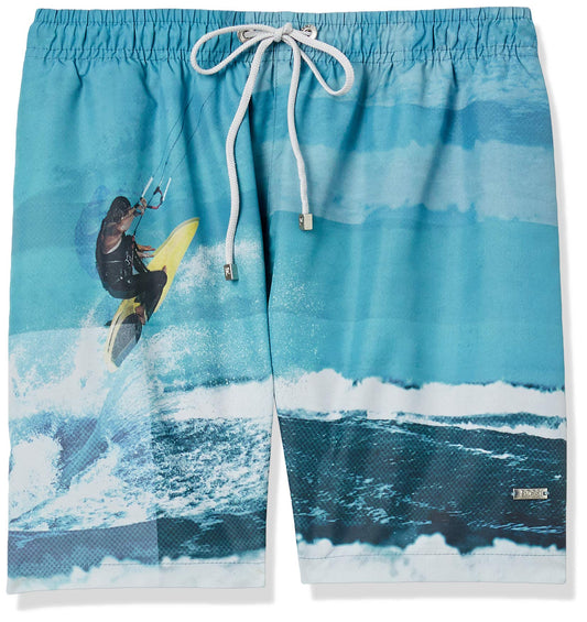 BOSS Hugo Men's Springfish Swim Trunks, Surfer Blue, Small