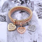 AONAT Crystal Charms Multilayer Bracelets - 3PCS Gold/Silver/Rose Gold Corn Chain Bracelet for Women, Tree of Life Stretch Bracelet