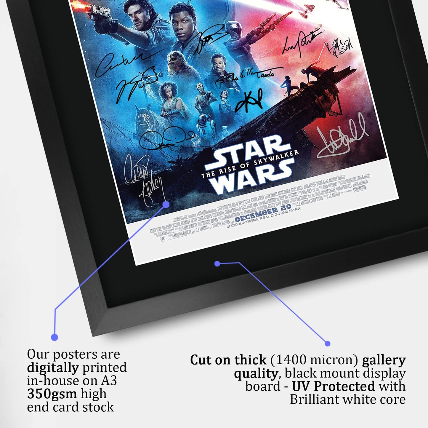 HWC Trading A3 FR The Rise of Skywalker Star Wars Gifts Printed Poster Signed Autograph Picture for Movie Memorabilia Fans - A3 Framed