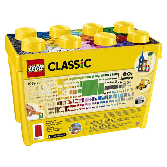 LEGO Classic Large Creative Brick Storage Box Set, Building Toys for 4 Plus Year Old Kids, Boys & Girls, Construction Toy with Windows, Doors, Wheels and Green Baseplate 10698