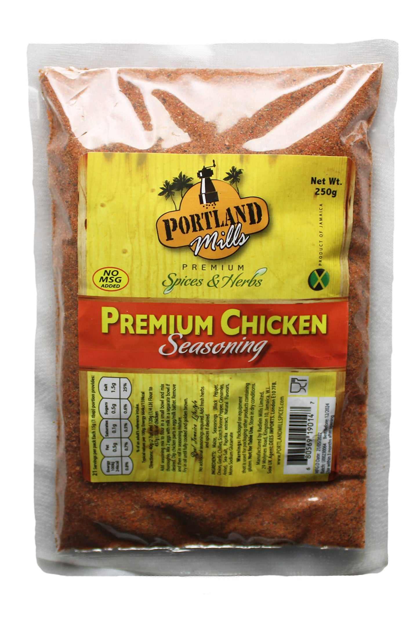 Portland Mills (Radlein Mills) Premium Chicken Seasoning 250 grams - Jamaican Import