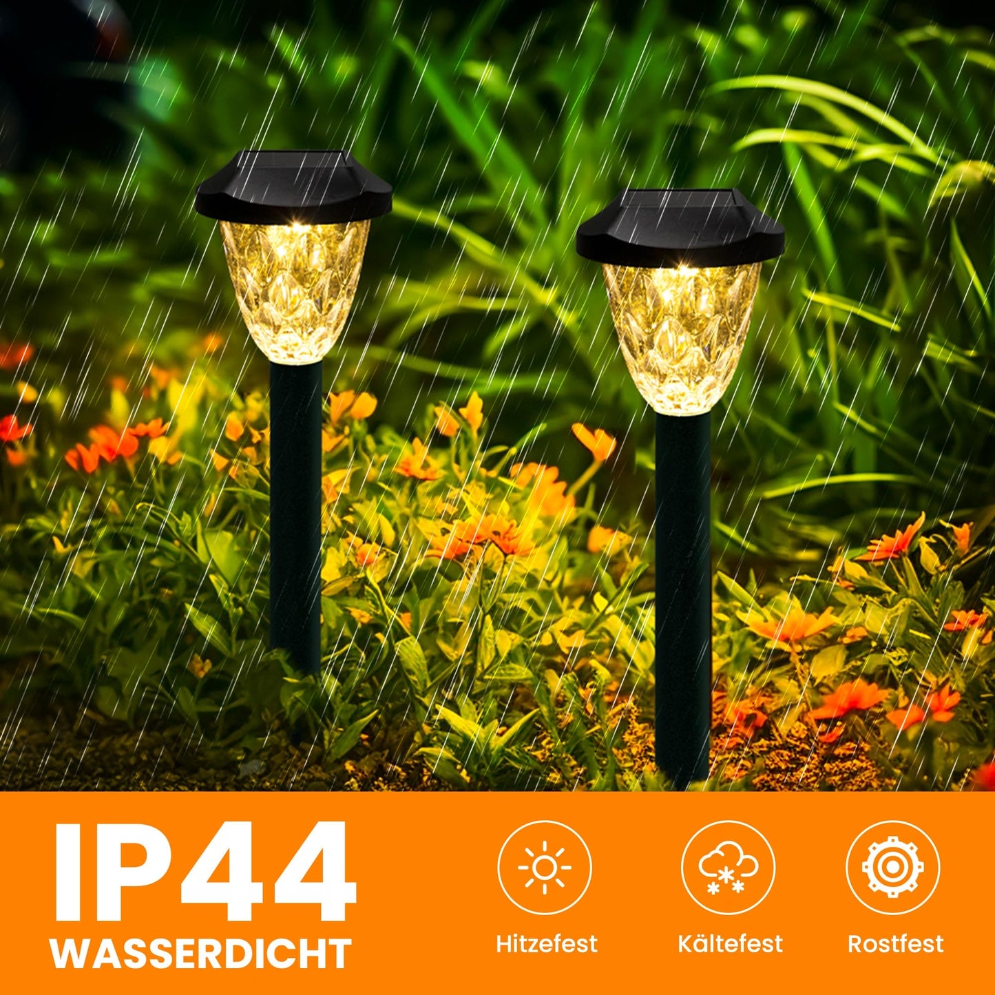 GIGALUMI Solar Lights Outdoor Garden 8 Pack, LED Garden Lights with Great Pattern, Waterproof Auto On/Off Solar Powered Lights for Garden Walkway Driveway Lawn Pathway（Warm White）