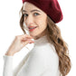 ZLYC Women's Classic French Artist Beret Beret, Burgundy red, One Size