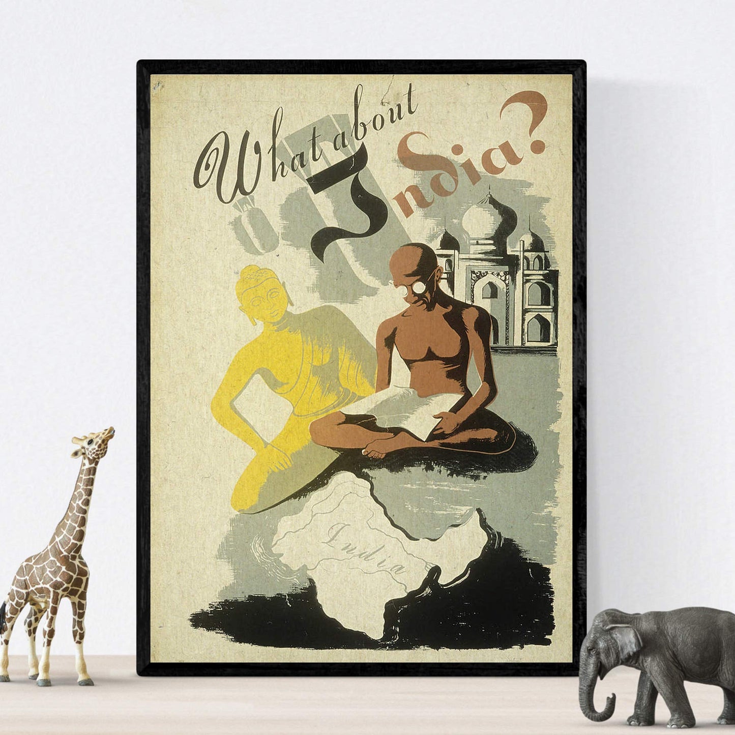 Nacnic Vintage Poster Vintage Poster Asia. Ghandi in India. A3 size