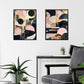 Artery8 Set of 3 A4 Abstract Boho Art Deco Paintings Gold Pink Navy Blue Geometric Shapes and Patterns Unframed Wall Art Living Room Poster Prints Pack