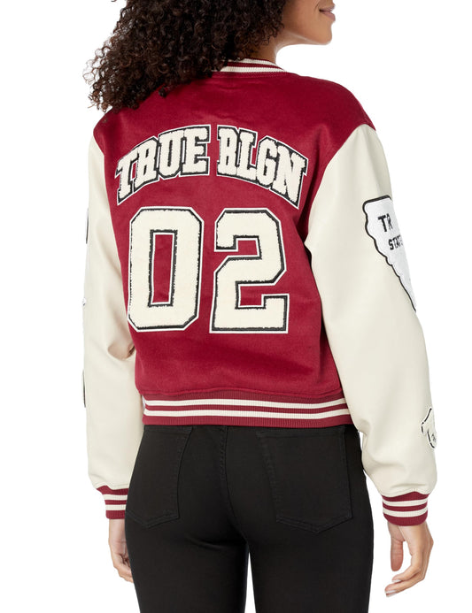 True Religion Brand Jeans Women's True Varsity Jacket, Tibetan Red