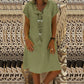 Women Dress Sale Clearance Fashion Ladies Loose V-Neck Summer Solid Short Sleeve Cotton and Linen Dress Party Elegant UK Size Green