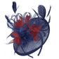 Navy Blue and Burgundy Sinamay Disc Saucer Fascinator Hat for Women Weddings Headband