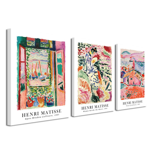 Wieco Art Canvas Wall Art 3 Piece Henri Mattise Art Abstract Colorful Matisse Posters Canvas Prints for Wall and Home Office Decorations