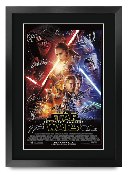 HWC Trading A3 FR The Force Awakens Star Wars Gifts Printed Poster Signed Autograph Picture for Movie Memorabilia Fans - A3 Framed