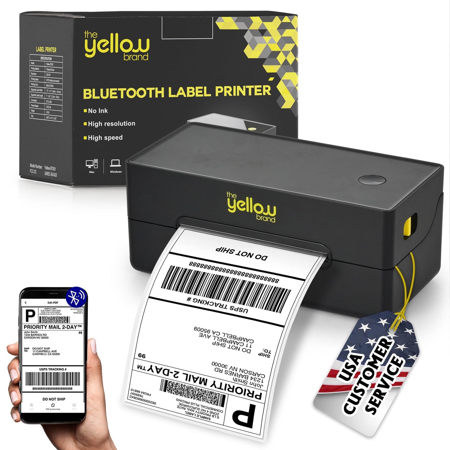 Label Printer, Bluetooth Thermal Printer, 4x6 Shipping Label Printer, Thermal Label Printer Desktop or Phone, Compatible with iPhone, Android, Windows, Mac, Chromebook, Amazon, Ebay, UPS.USPS