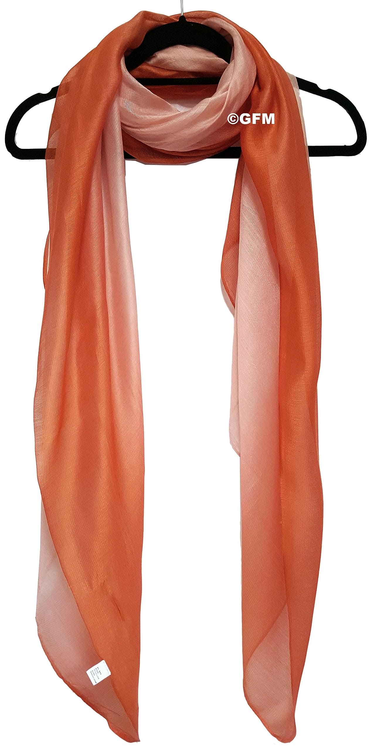 GFM® Two Tone Silk Scarf Shawl for Evening Wedding Bridesmaids - Light Orange Peach - (88)(DMSYSLK-NRG)