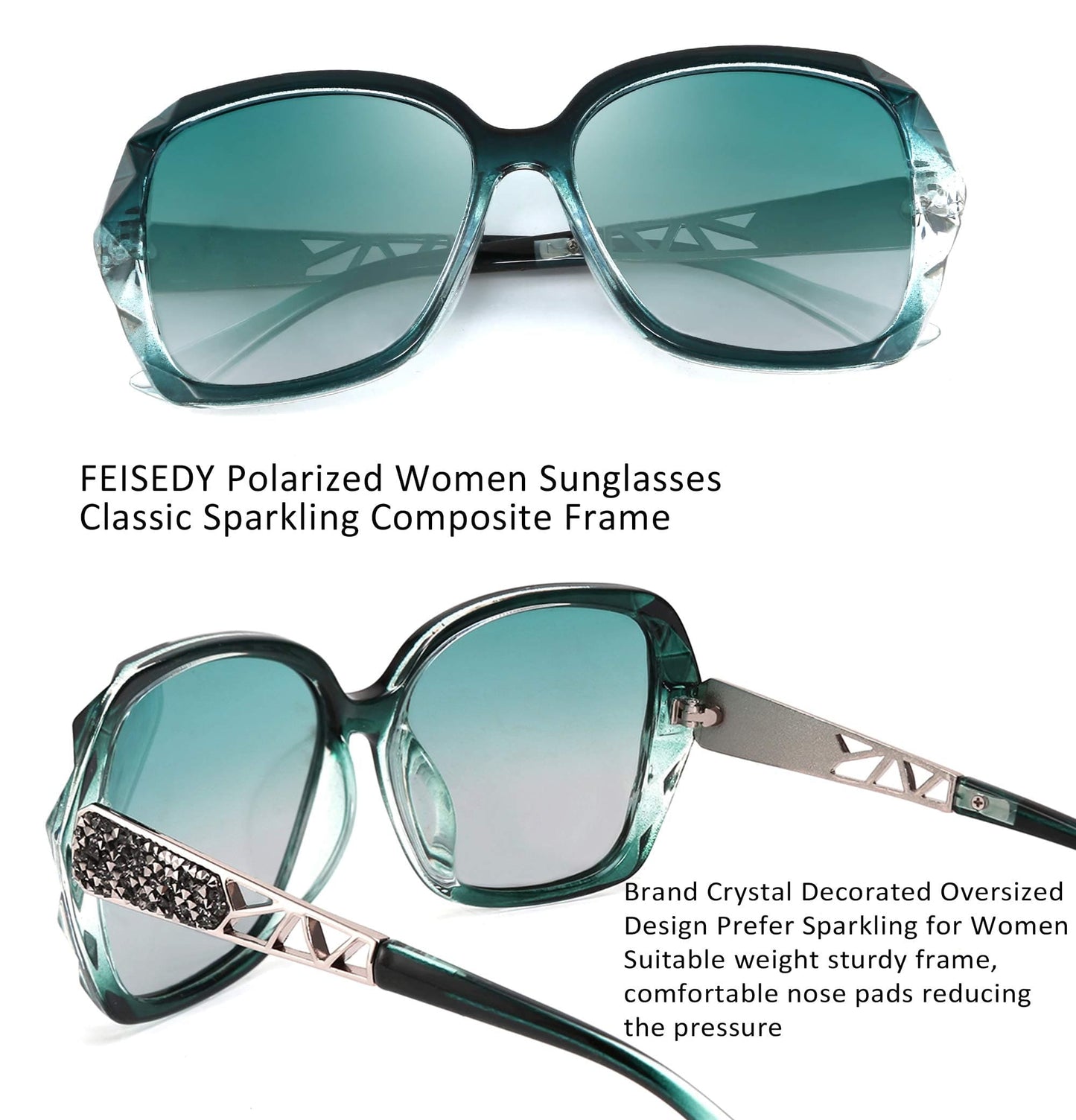 FEISEDY Classic Polarized Women Sunglasses Sparkling Composite Frame B2289