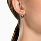 Swarovski Bella V drop earrings, Round cut, Pavé, Grey, Rose gold-tone plated