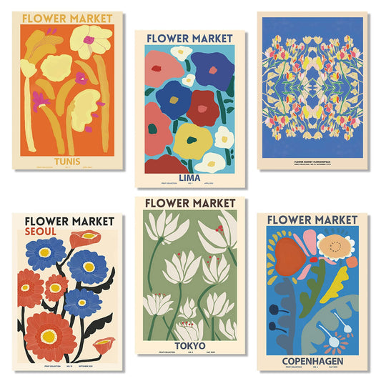 milaosk 6Pcs Floral Drawing Posters A4, Matisse Poster Art Poster Flower Market Wall Art Prints Unframed Vintage Flower Art Pictures Wall Decor for Room Aesthetic