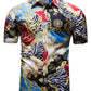 fohemr Mens Luxury Outfit Set Gold Chain Print Shirts and Shorts 2 Piece Set Baroque Hawaiian Button Down Suit with Bucket Hats Blue Large